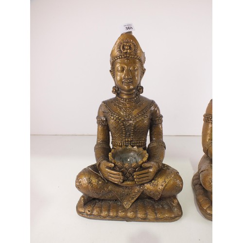 368 - Two bronze coloured resin Buddhas - 22