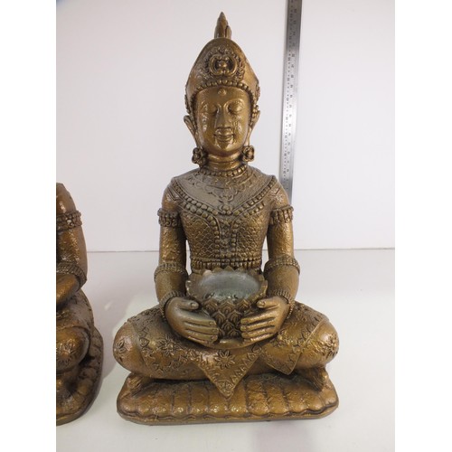 368 - Two bronze coloured resin Buddhas - 22