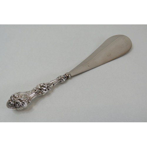 372 - Vintage Sterling Silver handled shoe horn