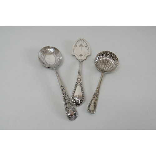 378 - Silver sifter spoon (no hallmark), silver plated and electro plated spoon