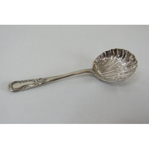 378 - Silver sifter spoon (no hallmark), silver plated and electro plated spoon