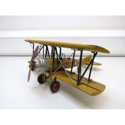 155 - Yellow tin plate Bi-plane.