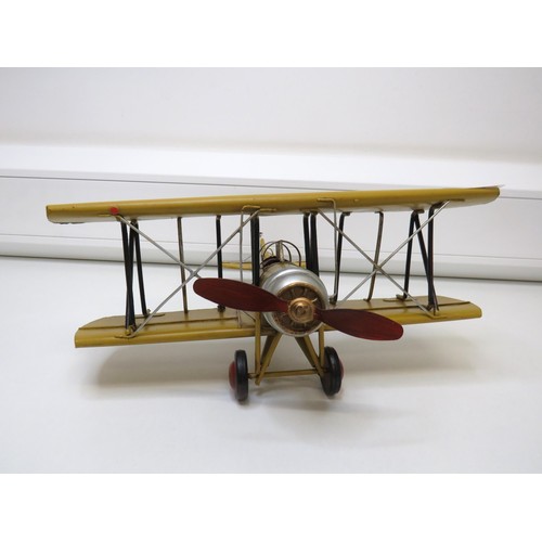 155 - Yellow tin plate Bi-plane.