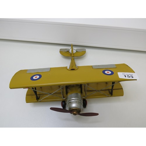 155 - Yellow tin plate Bi-plane.