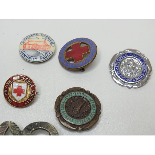 125 - Collection of Nurses badges, old buckle etc.