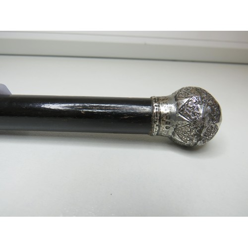 252 - Silver top swagger stick.