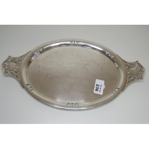 236 - Oval Art Nouveau stamped tray.