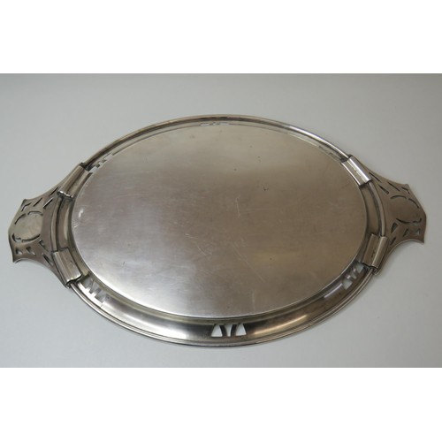 236 - Oval Art Nouveau stamped tray.