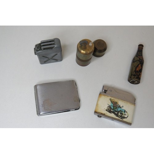 241 - Collection of cigarette lighters and cigarette case.