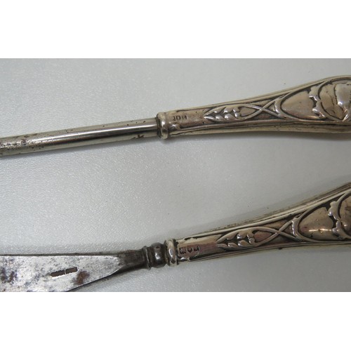 246 - Silver handled shoe horn and button hook.