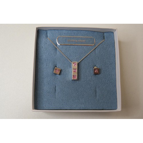 260 - Boxed silver necklace and earrings set.