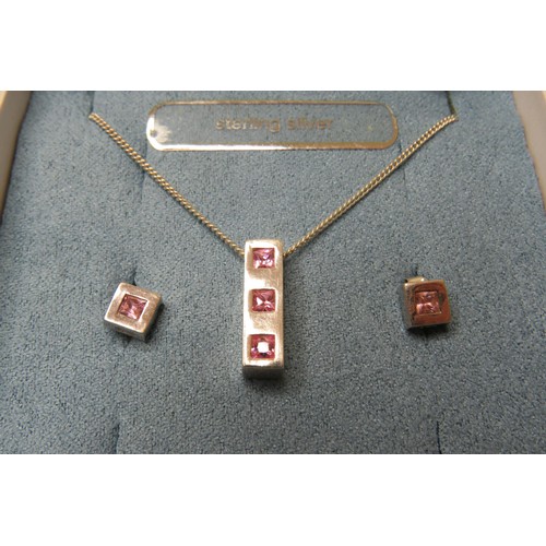 260 - Boxed silver necklace and earrings set.