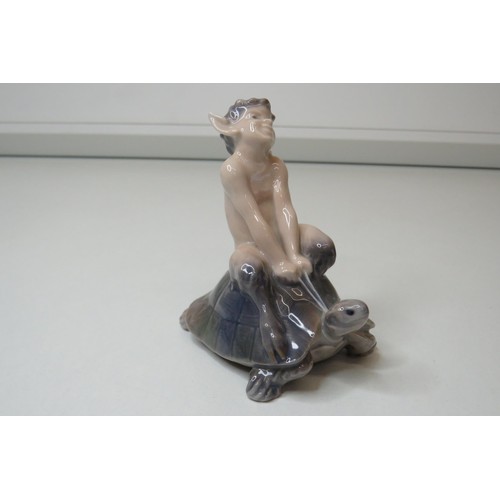 426 - Royal Copenhagen figurine of a Faun riding on a Tortoise/Turtle No 858.