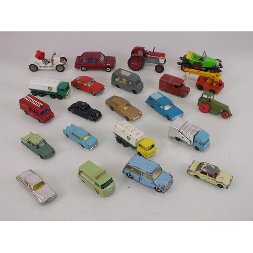 424 - Tin of playworn diecast includes Dinky and Matchbox.