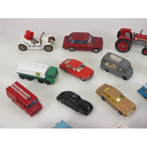 424 - Tin of playworn diecast includes Dinky and Matchbox.