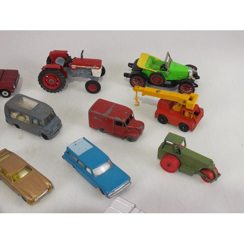 424 - Tin of playworn diecast includes Dinky and Matchbox.