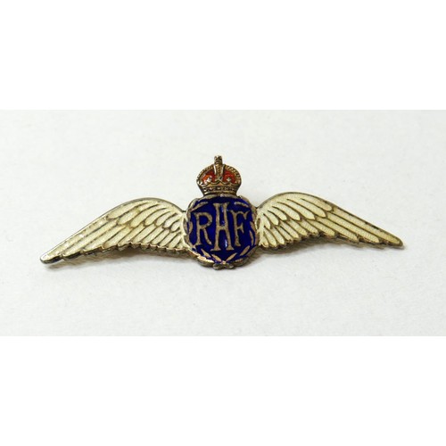 61 - WW2 Royal Airforce sterling silver enamel wings sweetheart brooch