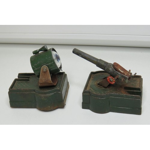 67 - Vintage Astra A103 Battery operated diecast Searchlight and Astra Anti Aircraft gun.