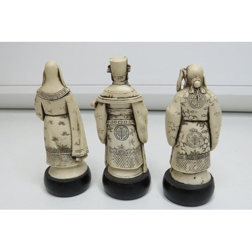 69 - Set of Three vintage Chinese resin figures.