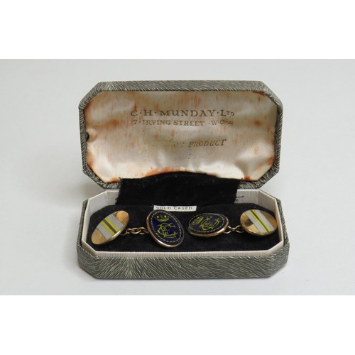 124 - Pair naval cufflinks- boxed