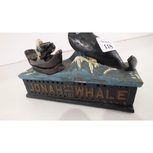 118 - Cast iron Jonah and the whale money box