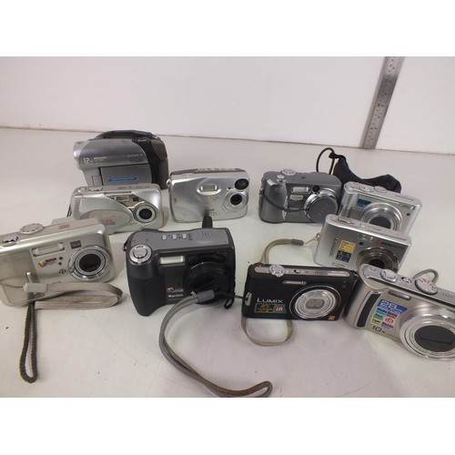 93 - Ten assorted camera's to include Kodak, Lumix and Sony.