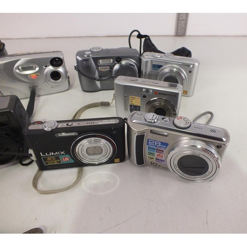 93 - Ten assorted camera's to include Kodak, Lumix and Sony.