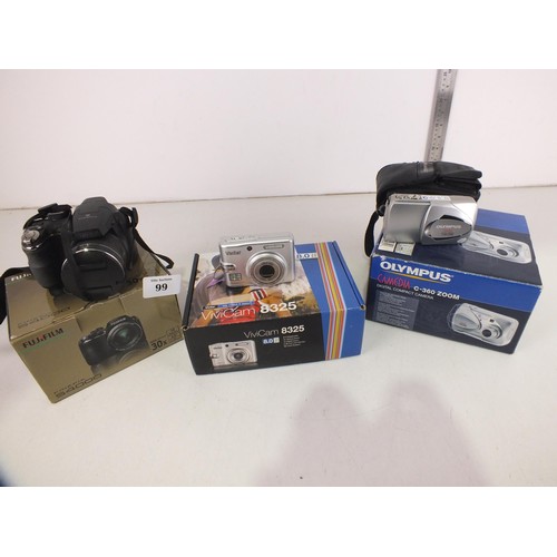 99 - Three boxed camera's - Fujifilm Finepix, Olympus Camedia and Vivicam.