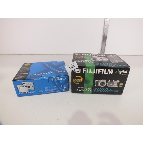 100 - Fujifilm Finepix 4900 Zoom and Minolta Dimage both boxed with chargers.