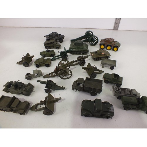 263 - Military diecast to include Dinky toys tanks, Field Guns and Britains Royal Artillery gun.