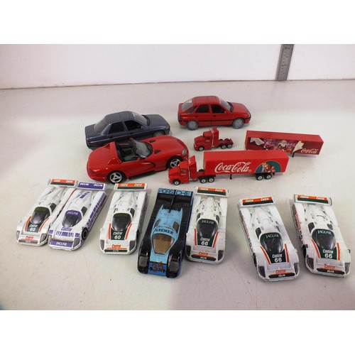 269 - Diecast includes Corgi Jaguar racing cars, German Schabak Ford Escort and Orion cars and a Burago Vi... 