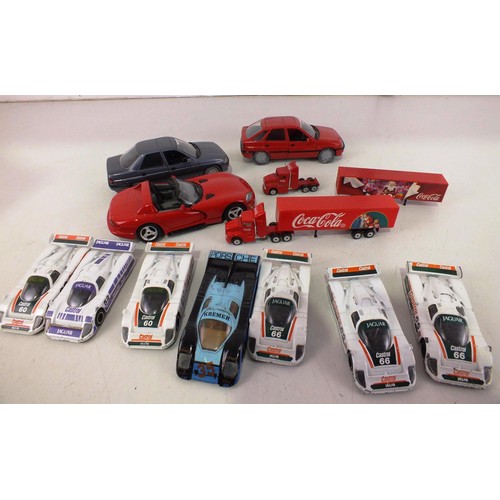 269 - Diecast includes Corgi Jaguar racing cars, German Schabak Ford Escort and Orion cars and a Burago Vi... 