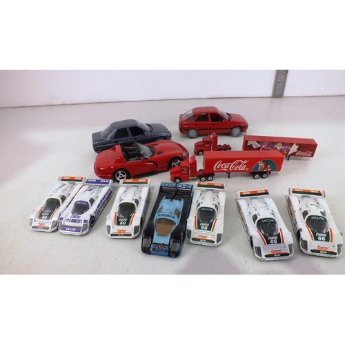 269 - Diecast includes Corgi Jaguar racing cars, German Schabak Ford Escort and Orion cars and a Burago Vi... 