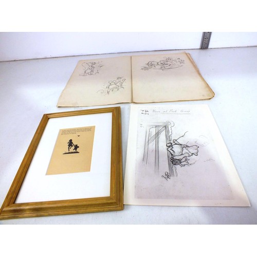 281 - Winnie the pooh pencil drawing print, framed picture and Cartoon pencil drawings.