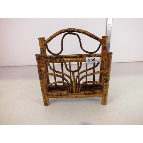 289 - Vintage Tiger Bamboo letter rack.