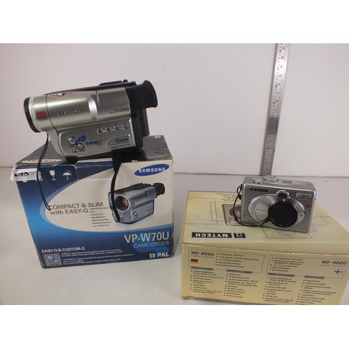 298 - Nytech ND 4020 digital camera and Samsung VP .W7OU Camcorder - both boxed