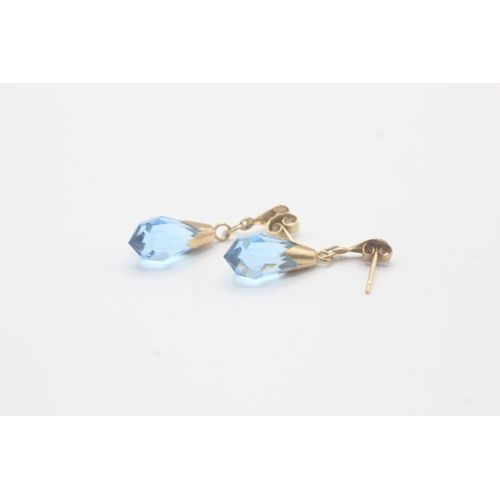 456 - 9ct gold paste drop earrings with posts (1.7g)