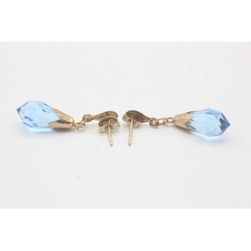 456 - 9ct gold paste drop earrings with posts (1.7g)