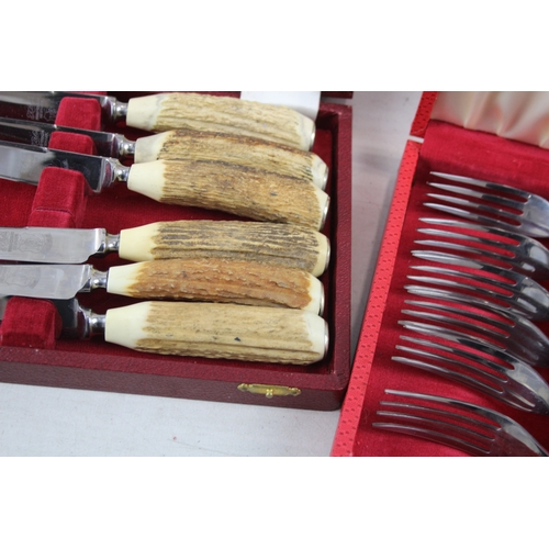 481 - Two Vintage Steak Knives & Forks Cutlery Sets