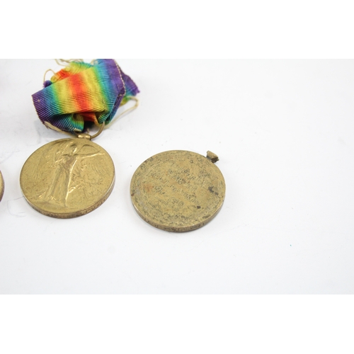 494 - Three WW1 Victory Medals Pte Owens Lancashire Fusilier's , Gnr Bushell RA and Pte Vile Somerset Yeo