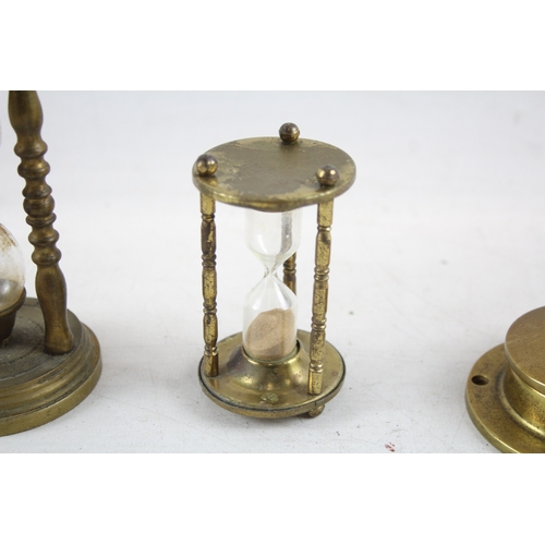 498 - Three Vintage Brass items,  Sand Timer's & Bubble Stabiliser  1049g