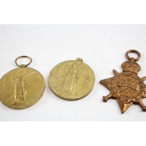 512 - Three WW1 Medals 1914-15 Star Pte Stokoe Northu Fus, Victory Lieut Atkinson RNR Etc