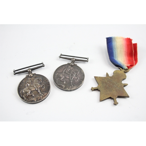 516 - Three WW1 War & 1914-15 Star Medals, Star Pte Clark RMLI, War Spr Beckett RE Etc