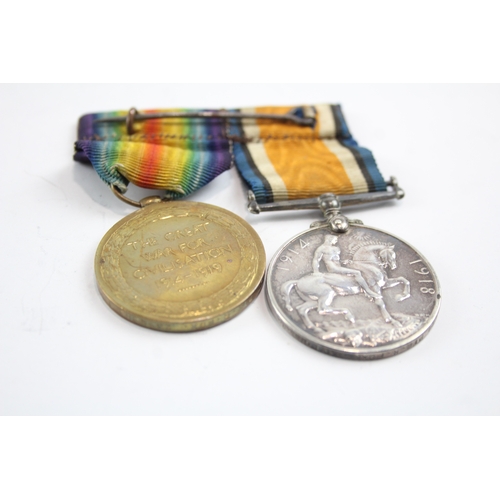 524 - Mounted WW1 Medal Pair 715020 Pte R. Fox 23 London R