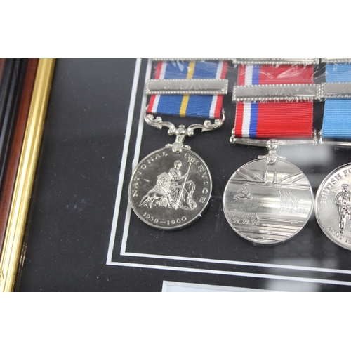 525 - Framed Medal Group Including National Service, Cold War, Etc