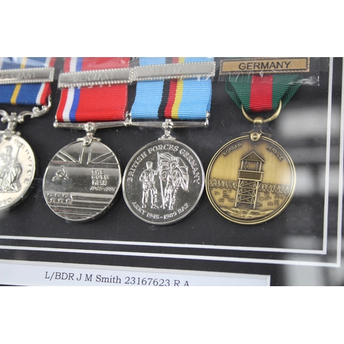 525 - Framed Medal Group Including National Service, Cold War, Etc