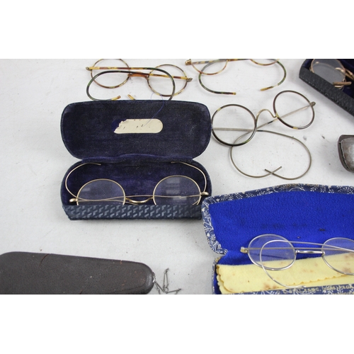 542 - Job lot of Spectacles Vintage Glasses Eyewear Inc Cases, 70s, Plastic, Prescription.