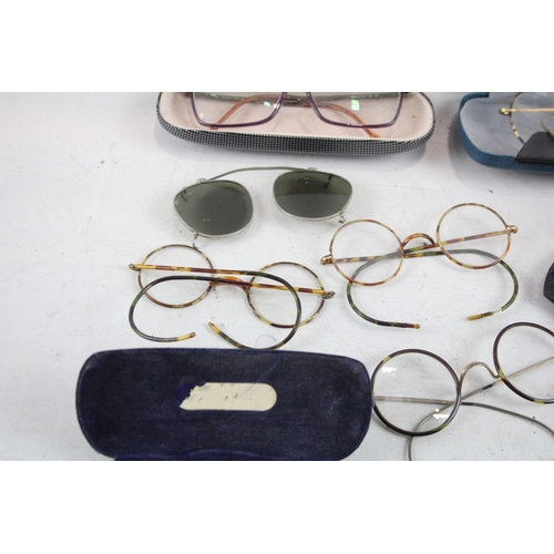 542 - Job lot of Spectacles Vintage Glasses Eyewear Inc Cases, 70s, Plastic, Prescription.