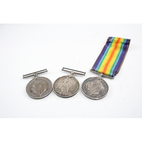 553 - Three WW1 War Medals Spr Ayres RE, Pte Evans Welsh R, J. Lawrence ABRNVR