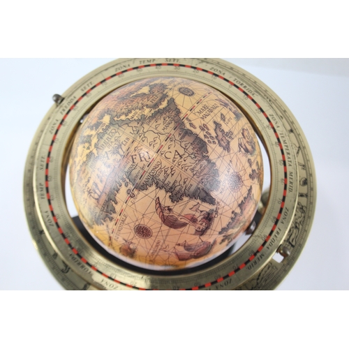 571 - Vintage Globe Desktop Item with Brass Stand Featuring Zodiacs